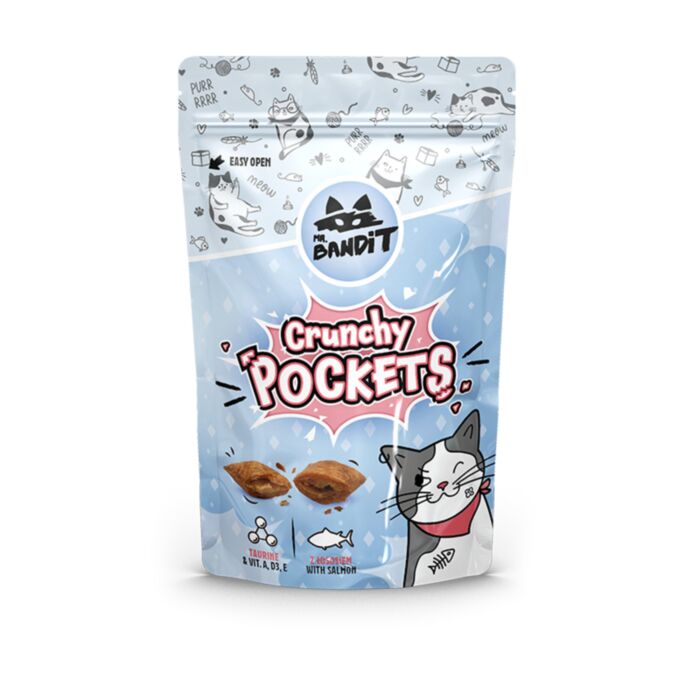 Mr. Bandit CRUNCHY POCKETS su lašiša 40 g