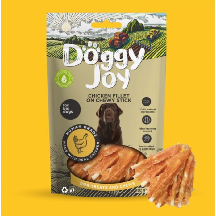 DOGGY JOY vištien.filė ant pagaliuko(vid./did.veis.)90g