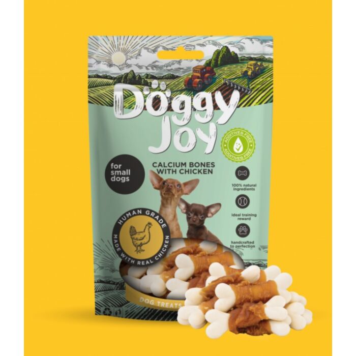 DOGGY JOY kalcio kauliukai su višt. (maž.veis.) 55g