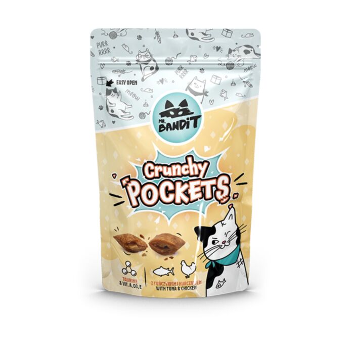 Mr. Bandit CRUNCHY POCKETS su tunu ir vištiena 40 g
