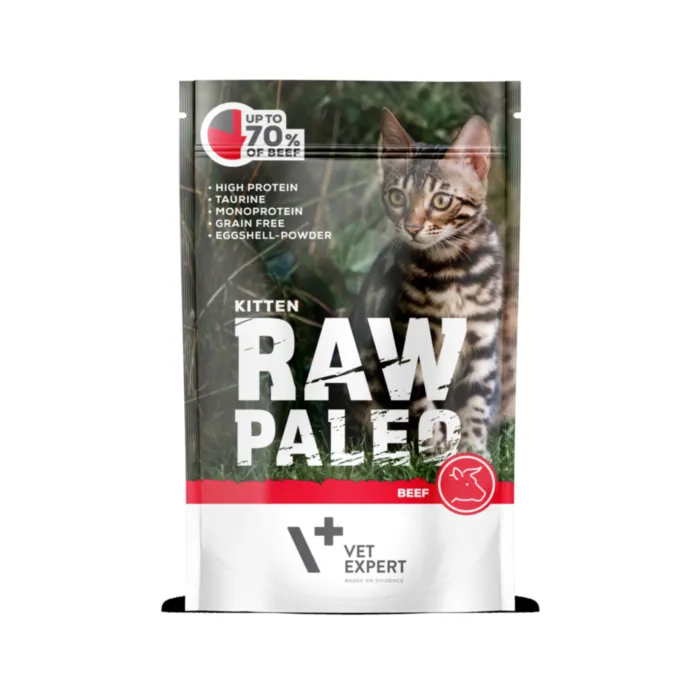 Raw Paleo Kitten Beef pouch 100g produkto nuotrauka 1