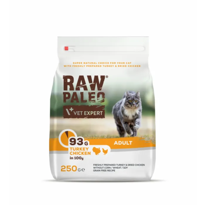 Raw Paleo Cat Adult Turkey&Chicken 250g produkto nuotrauka 1