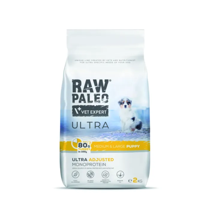 Raw Paleo Ultra Puppy Medium&Large Turkey 2kg produkto nuotrauka 1