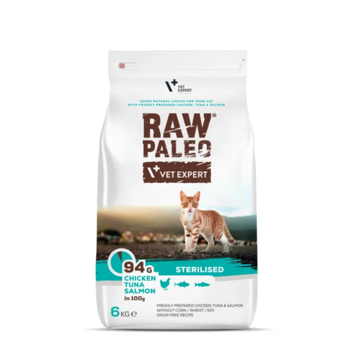 Raw Paleo Cat Sterilised Ckn&Tuna&Salmon 6kg produkto nuotrauka 1