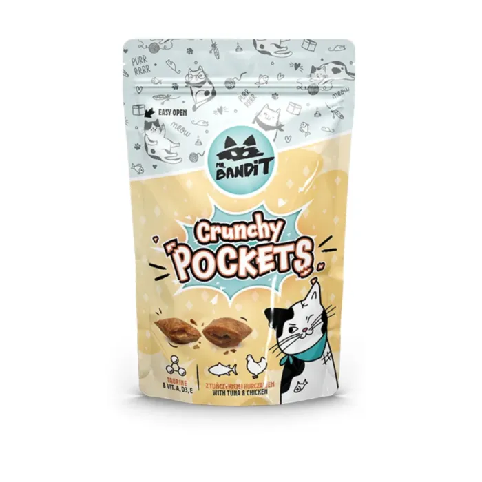 Mr. Bandit CRUNCHY POCKETS su tunu ir vištiena 40 g produkto nuotrauka 1