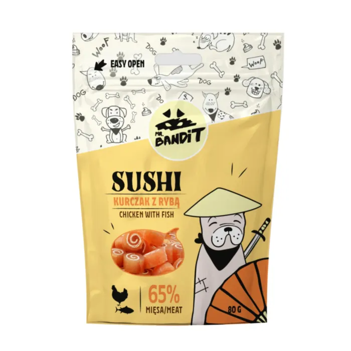 Mr. Bandit SUSHI vištiena su žuvimi 80 g produkto nuotrauka 1